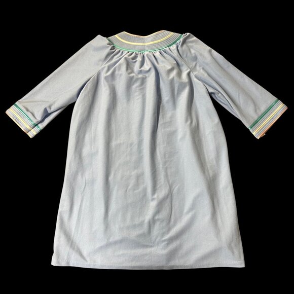 Vintage Blue Robe Duster Gown Quiet Moments 1980s Striped Pockets Size 3X USA - Picture 3 of 6